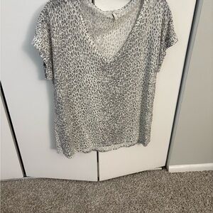 Joie Gray and White Relaxed Short Sleeve Tee